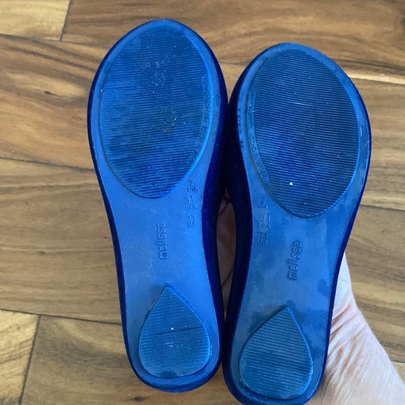 Melissa Ultra Girl Flocked Peep Toe Shoes Slip Ons Royal Blue Size 2 - Picture 5 of 7